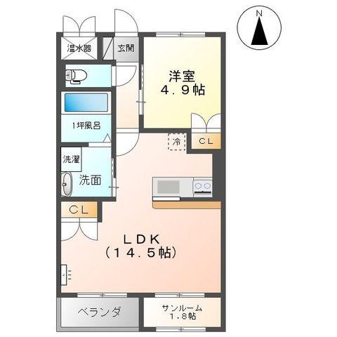 フレシール萩原(1LDK/2階)の間取り写真