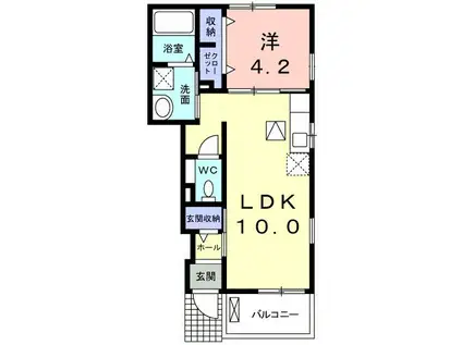 ブライト605レジデンスIIIA(1LDK/1階)の間取り写真