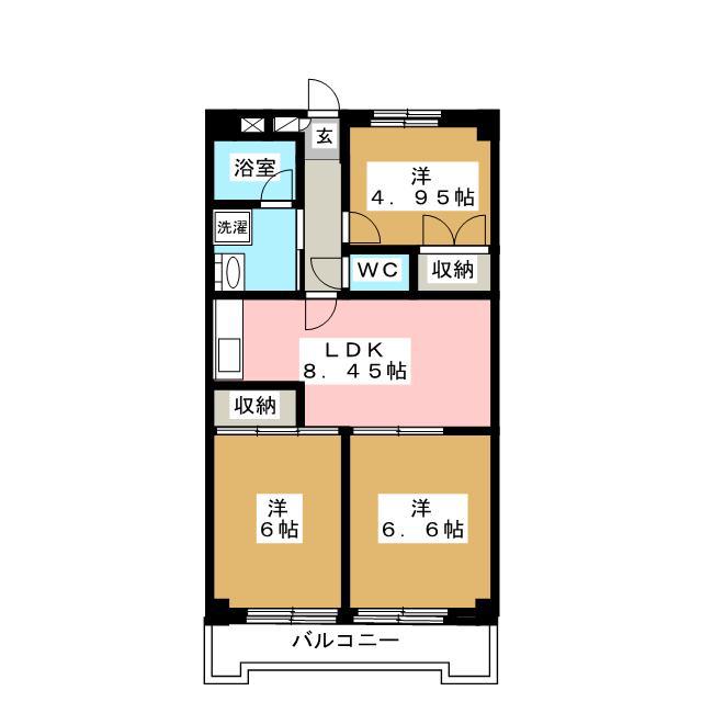 シャテロ・クボ(3LDK/3階)の間取り写真