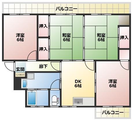望洋マンション(4DK/3階)の間取り写真