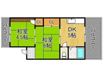 みずほマンション(2DK/3階)の間取り写真