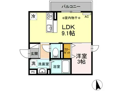 カナル グランデ 十日町(1LDK/3階)の間取り写真
