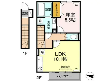 グランフォレMI(1LDK/2階)の間取り写真