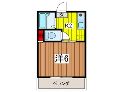 サンハイム(1K/2階)の間取り写真