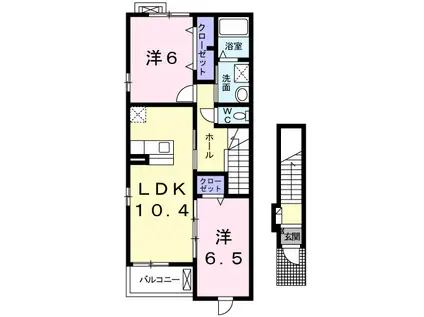 ボン マルシェ キャトル(2LDK/2階)の間取り写真