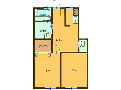 サンライフKUMAGAYA(2DK/1階)の間取り写真