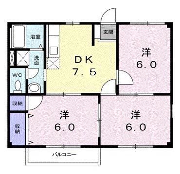 ひよりプラザハイム(3DK/2階)の間取り写真
