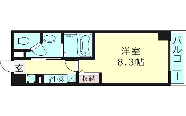 グランドステージ大阪城北(1K/2階)の間取り写真