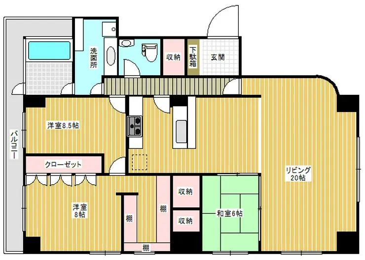 シャローム東中野 6階階 間取り