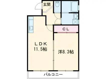 緑川マンション (1LDK/4階)の間取り写真