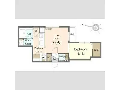 ALIVIS北23条(1LDK/3階)の間取り写真