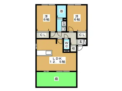 オリエンス正和台 A(2LDK/1階)の間取り写真