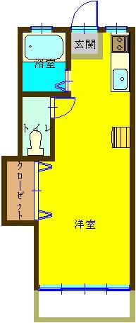滝口ハイツ(1K/2階)の間取り写真