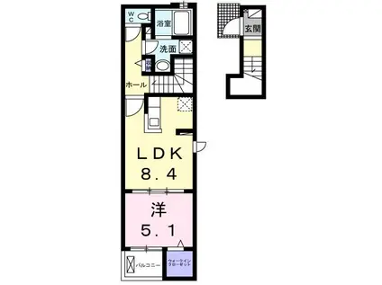 ヒカルサ米子I(1LDK/2階)の間取り写真