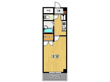 サンロイヤル(1K/6階)の間取り写真