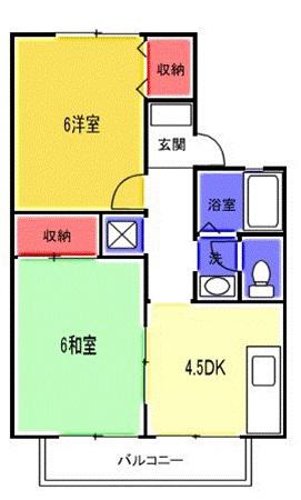 ヴィーヴル水木(2DK/2階)の間取り写真