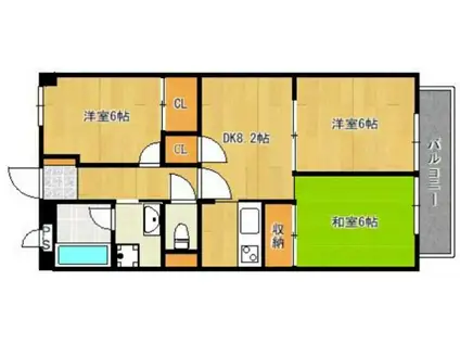 イッツ明石(3DK/4階)の間取り写真