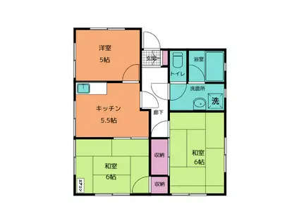 ベルファミールA棟(3K/1階)の間取り写真