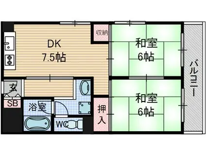 北邑ビル(2DK/5階)の間取り写真