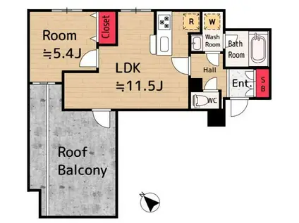 BRIZZ NERIMA TAKANODAI(1LDK/4階)の間取り写真