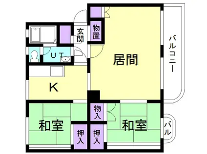 港北ハイツ2(2LDK/1階)の間取り写真