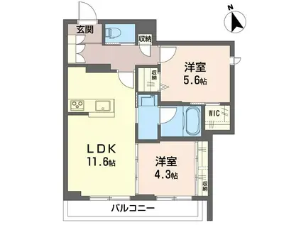 ルアナ今泉(2LDK/1階)の間取り写真