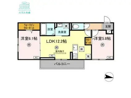 ガーランド(2LDK/3階)の間取り写真