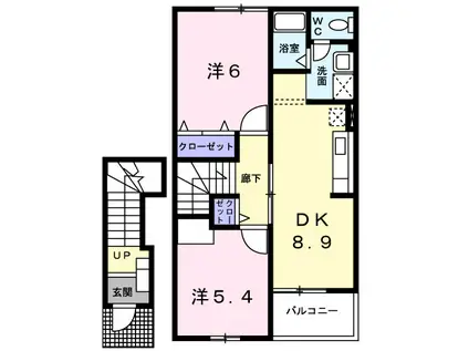 ESSEXCOURT(2DK/2階)の間取り写真