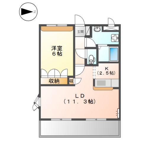 サンシャイン1号館(1LDK/1階)の間取り写真
