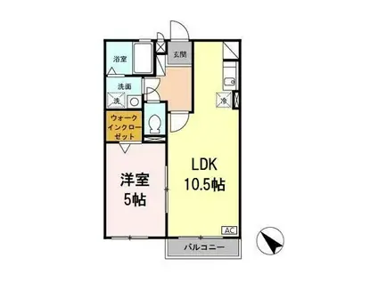 パークコート砂川弐番館(1LDK/2階)の間取り写真