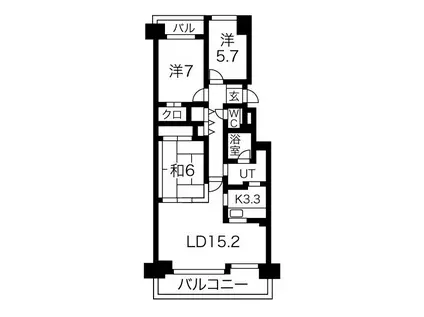 リーベンデール月寒中央(3LDK/3階)の間取り写真