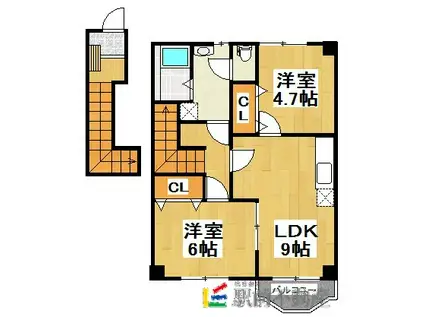 プロスペールマエタA(2LDK/2階)の間取り写真