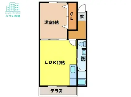 フロンティアB棟(1LDK/2階)の間取り写真