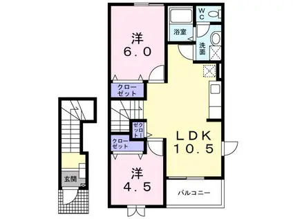 エンブレムD(2LDK/2階)の間取り写真