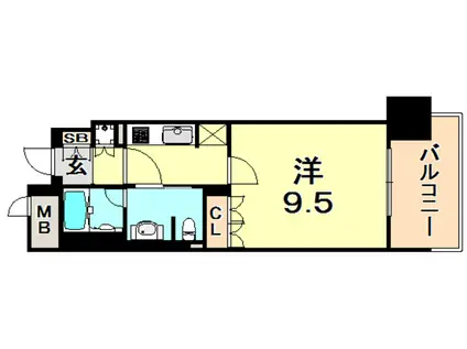 リーガル神戸三宮フラワーロード(1K/6階)の間取り写真