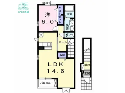 ボンヌール諏訪(1LDK/2階)の間取り写真