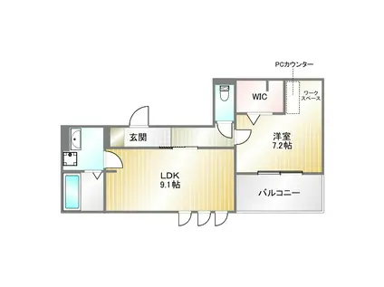 エルフォルク新神戸(1LDK/3階)の間取り写真