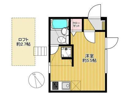 ヒルズ大山イースト(ワンルーム/3階)の間取り写真