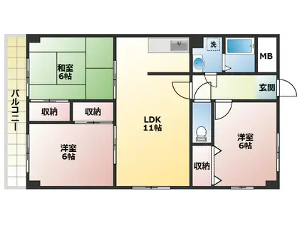 ハイツゴールド(3LDK/2階)の間取り写真