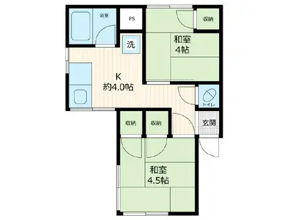 大塚ハイツ(2K/2階)の間取り写真