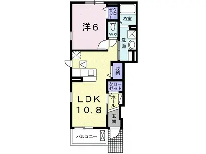コルテーゼ III(1LDK/1階)の間取り写真