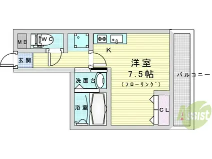 プリエール新大阪サウス(ワンルーム/2階)の間取り写真