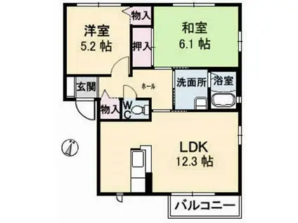 グランドスクウェアB棟(2LDK/2階)の間取り写真