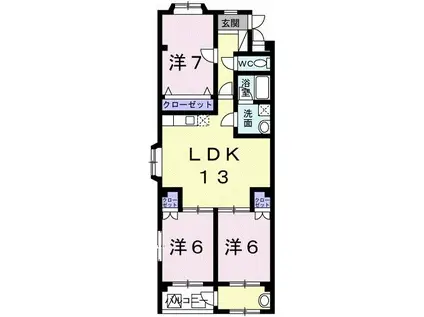ハイツブラウンII(3LDK/3階)の間取り写真