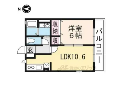 ラフィネ マツヤマ(1LDK/1階)の間取り写真