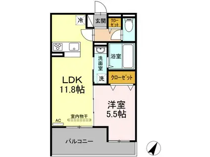 M&S RESIDENCE(1LDK/2階)の間取り写真