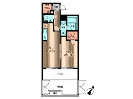 プラティノ代々木(1LDK/B1階)の間取り写真