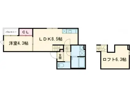 ステーブル佐賀(1LDK/1階)の間取り写真