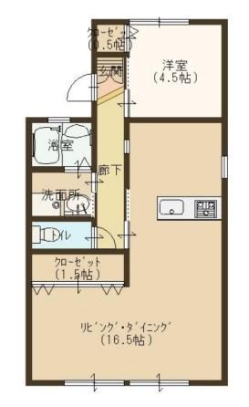 タデノハイツ・セジュールタデノ(1LDK/2階)の間取り写真