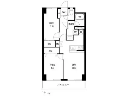 PARK MODERN つつじヶ丘(2LDK/11階)の間取り写真